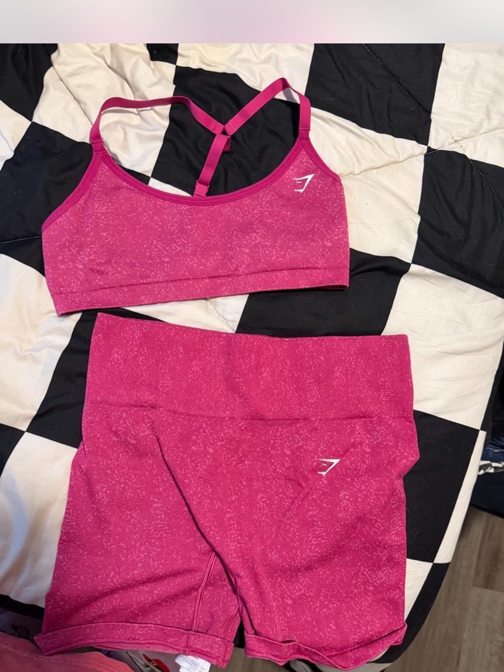 Gymshark Hot Pink Seamless Racerback Sports Bra & High-Waist Shorts Set